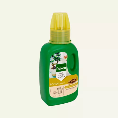 Pokon BIO bonsai voeding 250 ml, groene fles met label op de voorkant