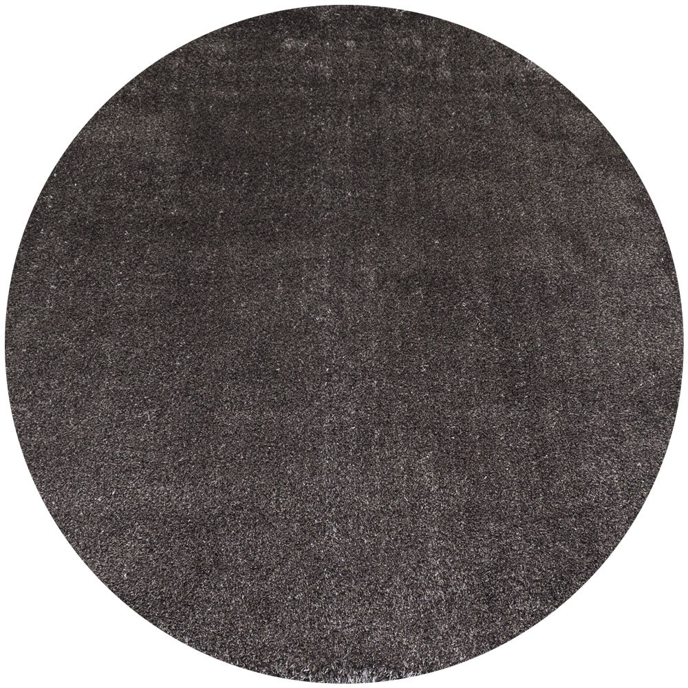 Ronde antracietkleurige karpet met egale pool, diameter ca. 200 cm