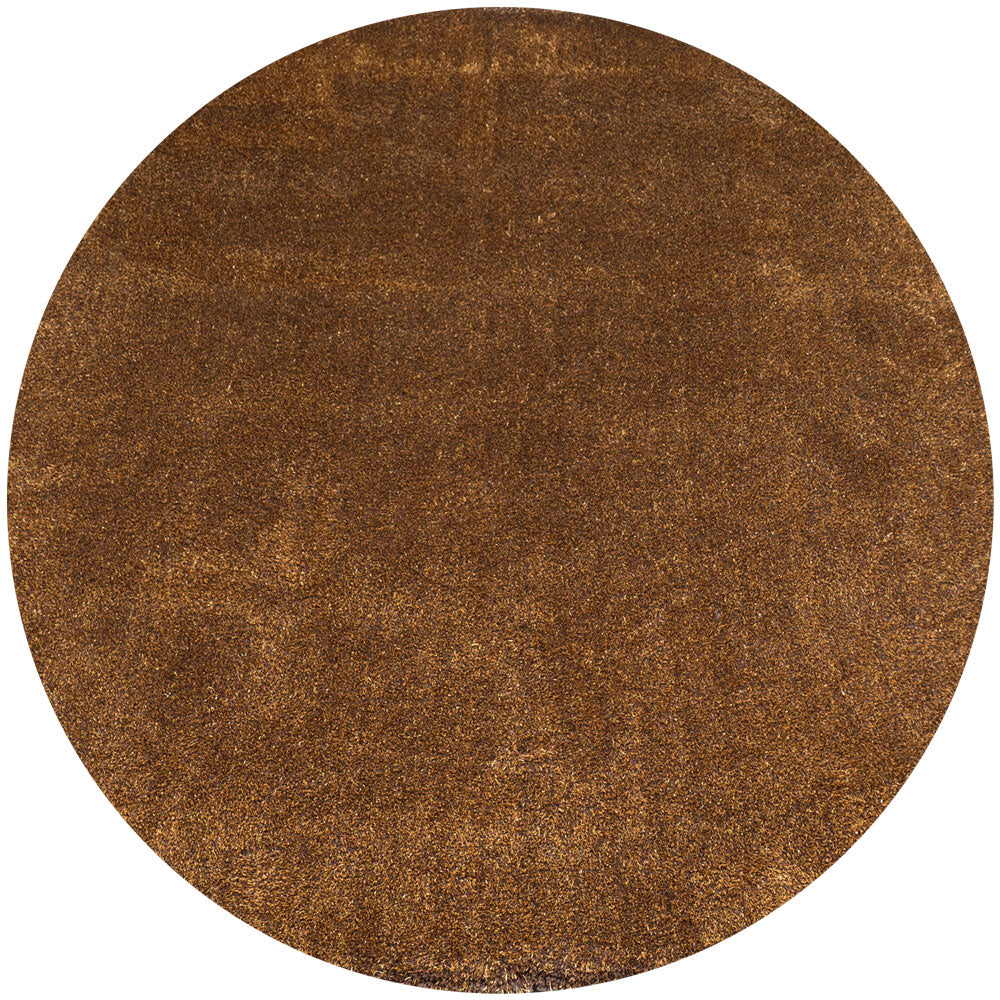 Rond vloerkleed in okerbruin met korte, textuurachtige pool, ø160 cm
