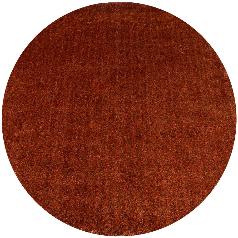 Rond karpet met roodbruine pool, egale textuur, ø200 cm
