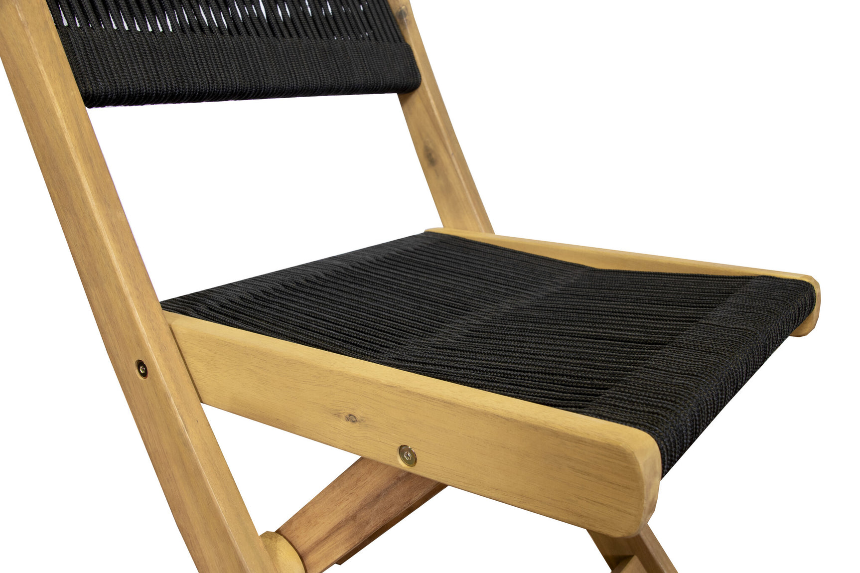 Bistrostoel met houten frame en zwarte, gestreepte zitting