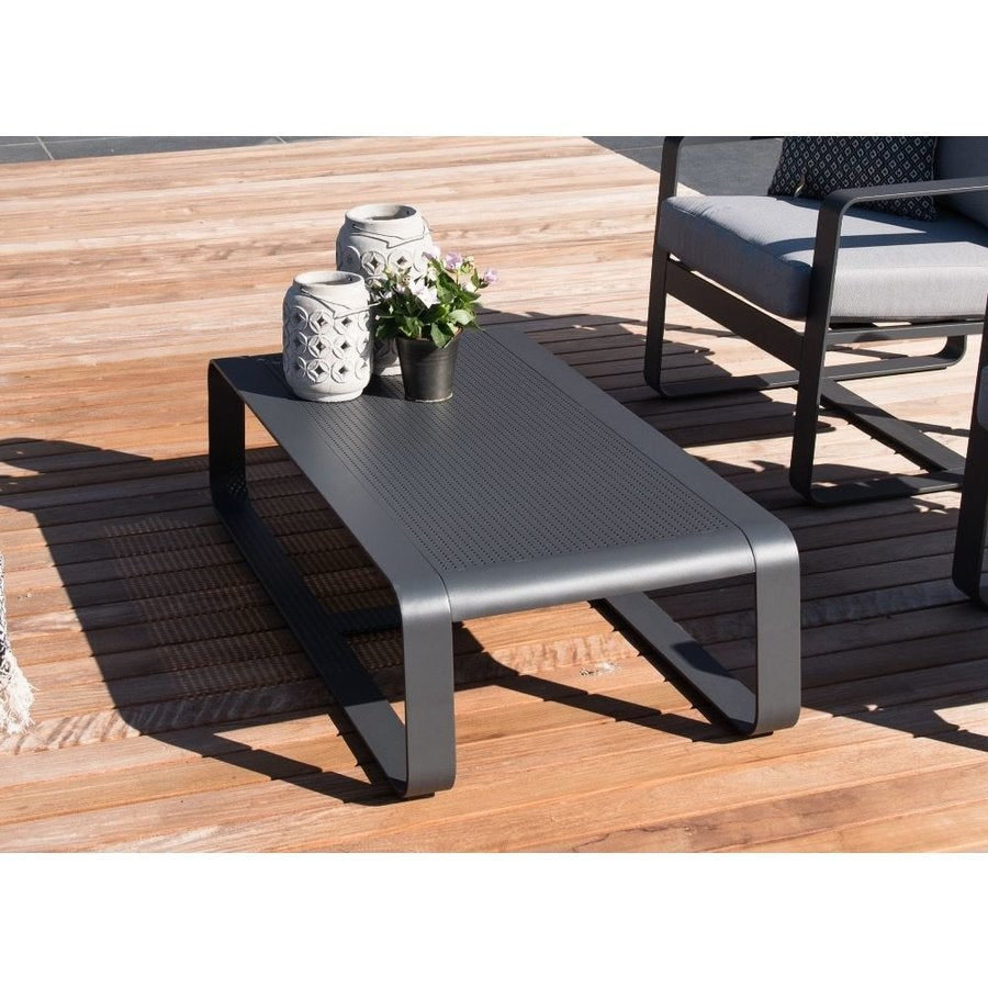 Loungeset Belezza bijzettafel met lichtgrijs tafelblad en metalen poten