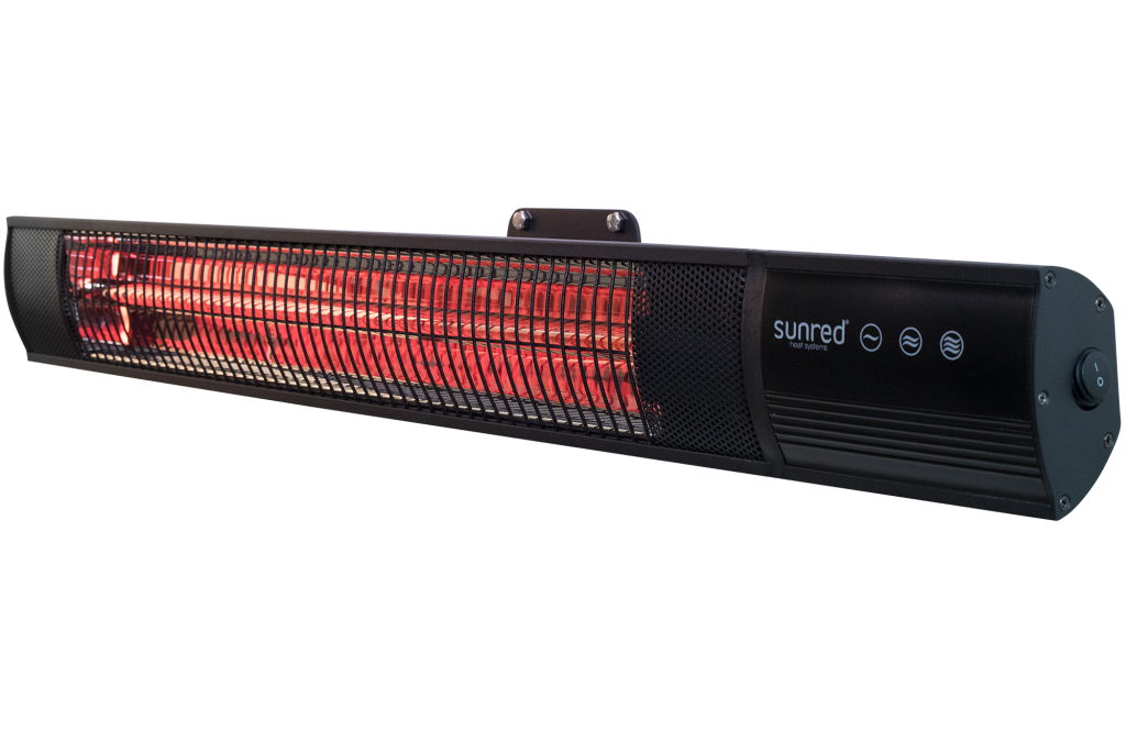 Sunred wandverwarming met zwarte behuizing en rode infraroodgloeispiraal