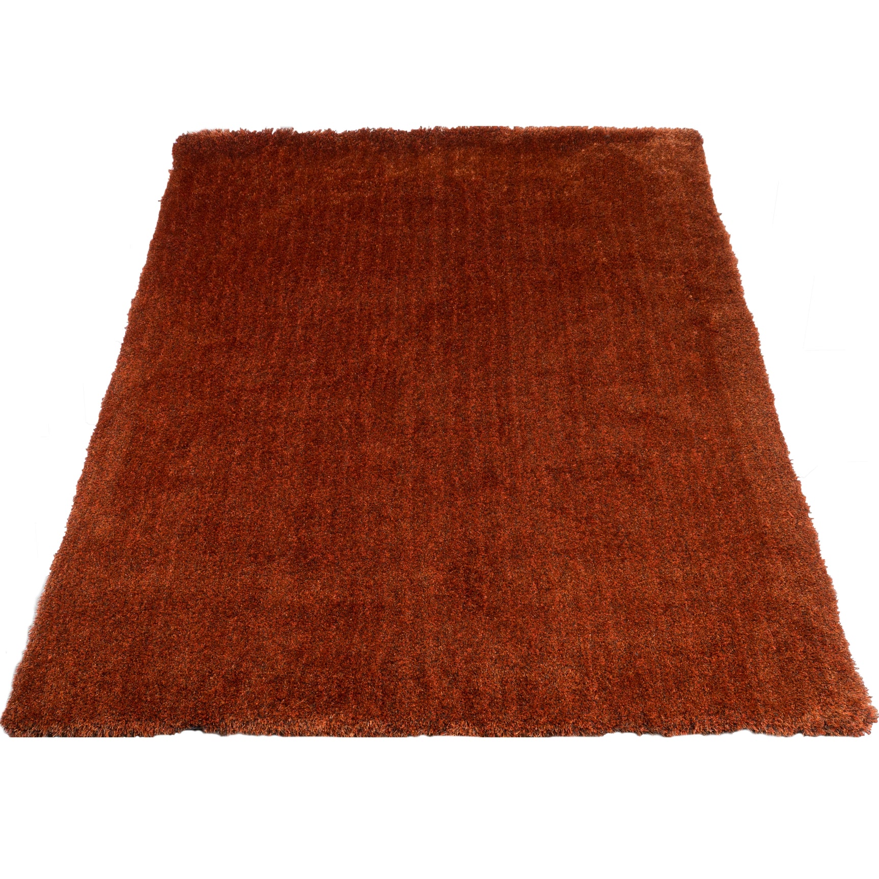 Roestbruine shaggy karpet met korte pool en afgeronde rand, 130x190 cm