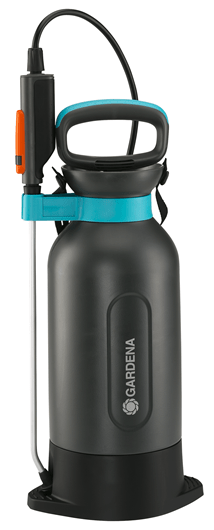 Gardena drukspuit 5 l met zwarte tank, turquoise handgreep en duwknop