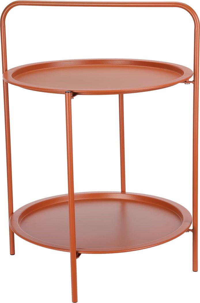 Terracotta bijzettafel met twee ronde bladen, diameter 50 cm
