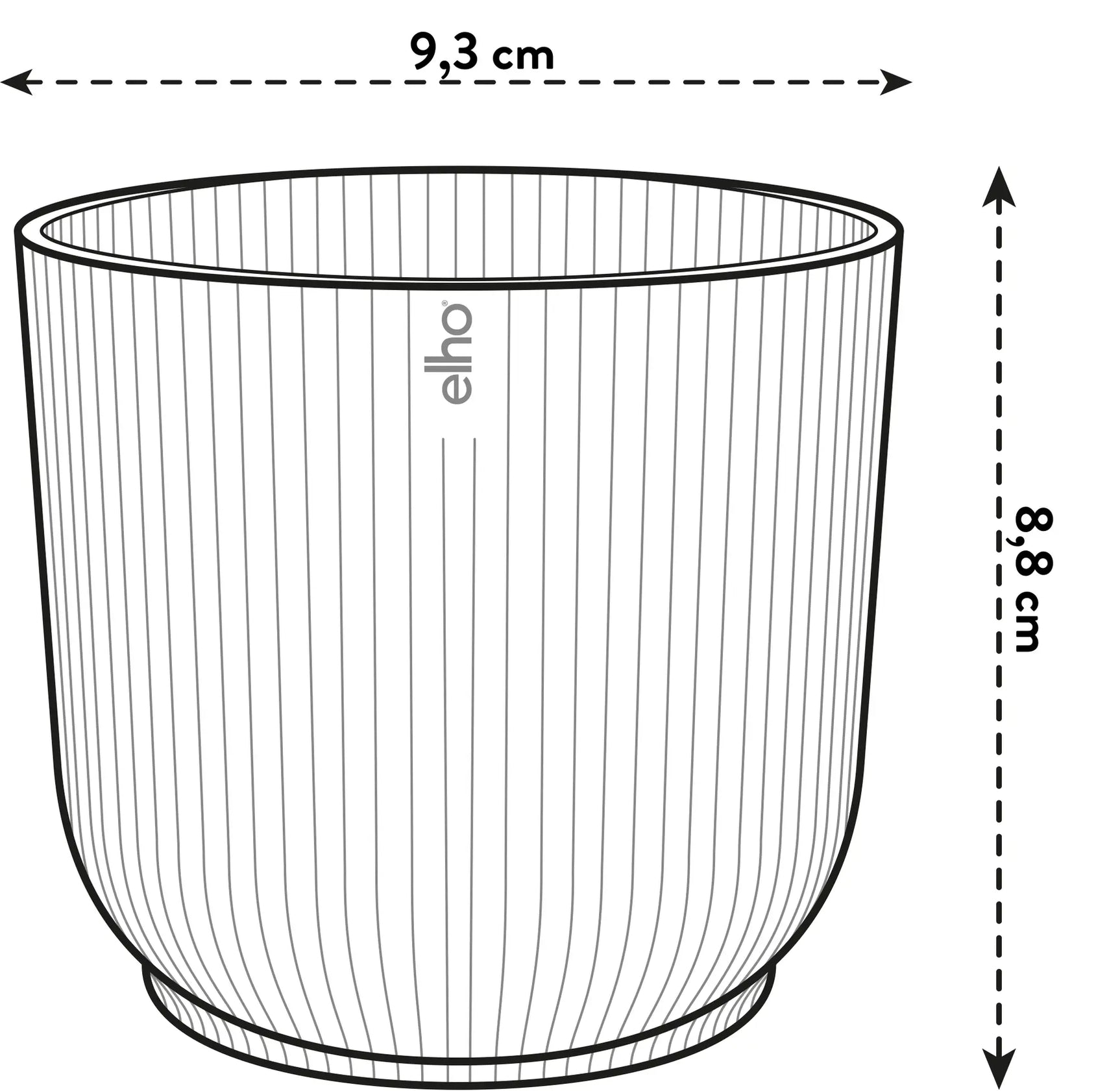 Elho Vibes fold mini bloempot, afmetingen 9,3 cm breed en 8,8 cm hoog