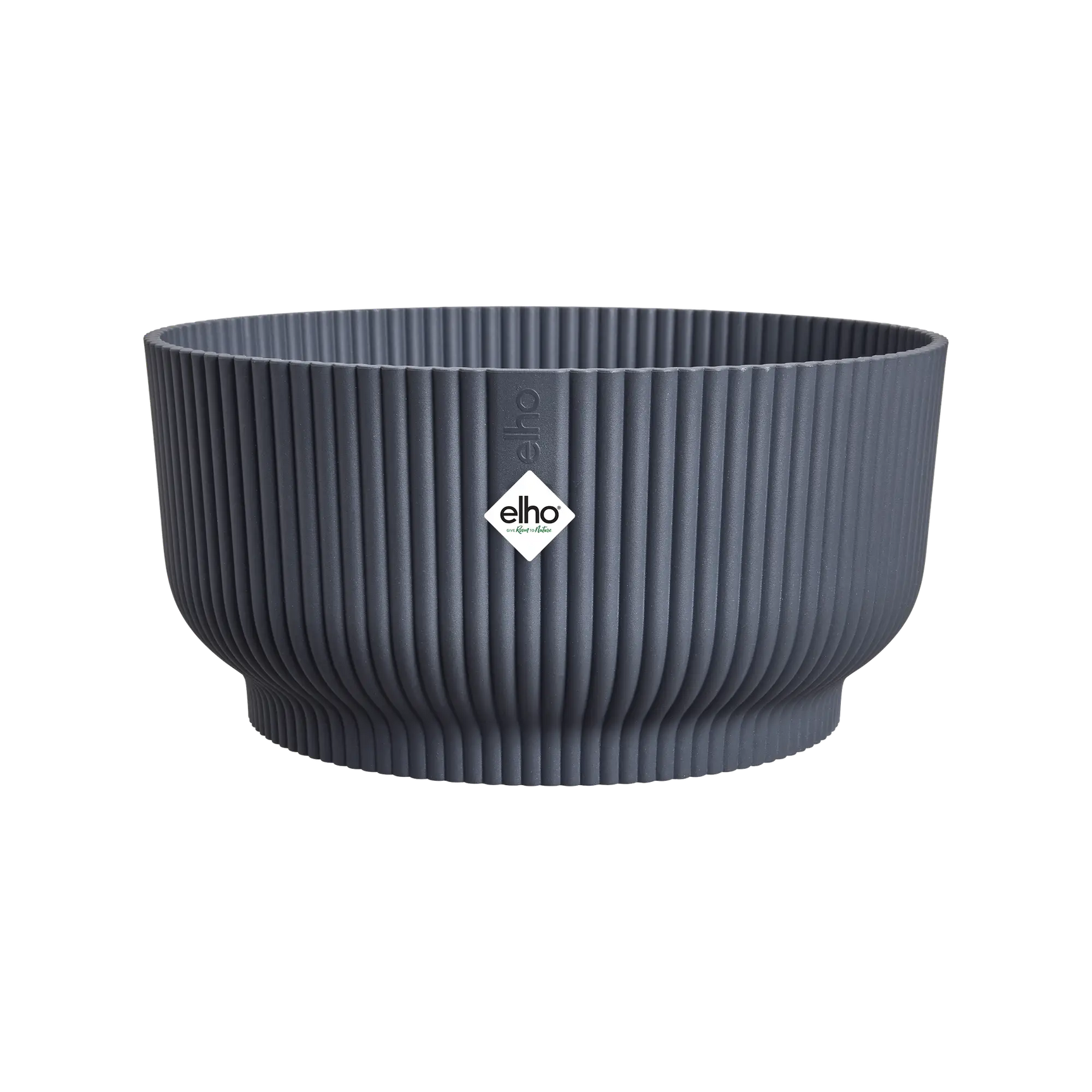 Elho vibes fold bowl 25 cm antraciet: geribbelde opvouwbare schaal, elho-logo