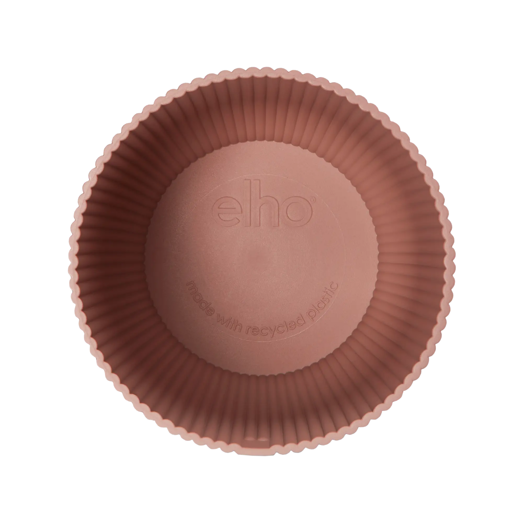 Roze ronde plantenpot onderzijde met elho- en recycled markering
