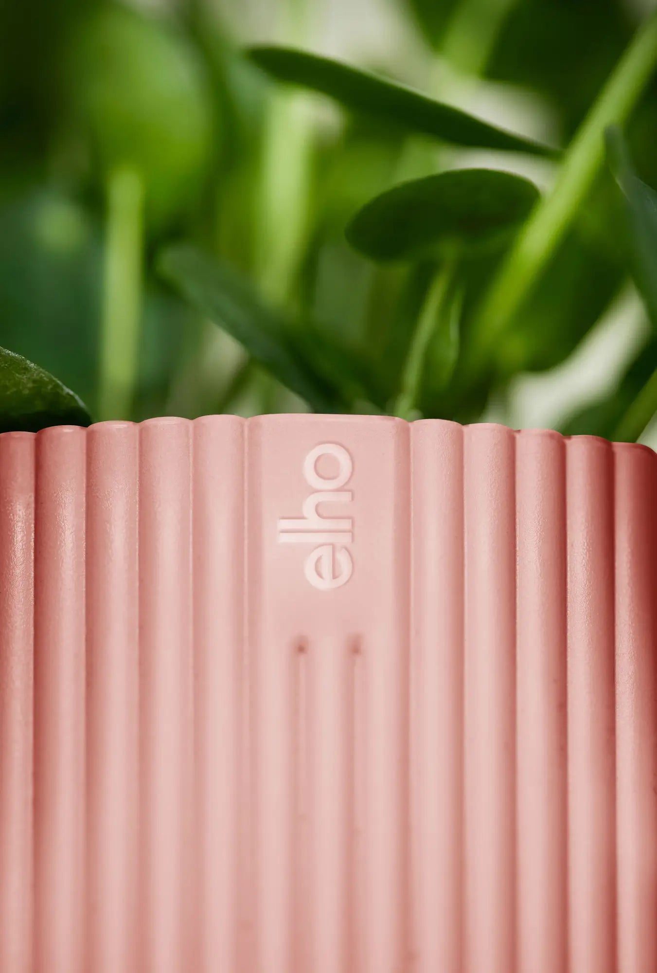 Roze potrand met verticale ribbels en elho-logo in reliëf.