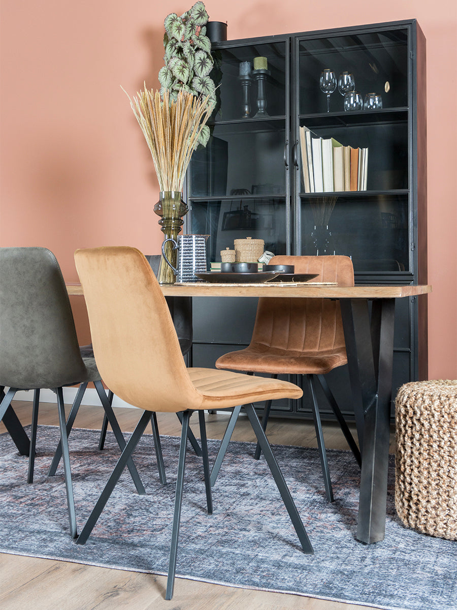 Donkerblauwgrijs vloerkleed met vintage patroon en rechthoekige vorm