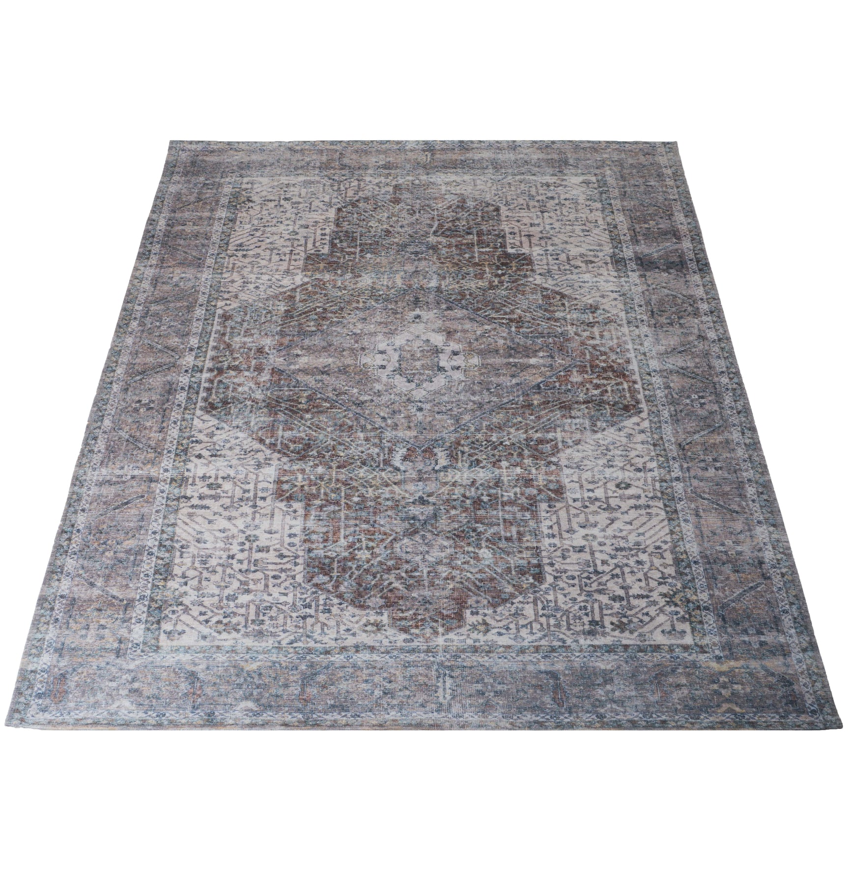 Vloerkleed met grijs abstract patroon en vintage randen, rechthoekig 160x230 cm