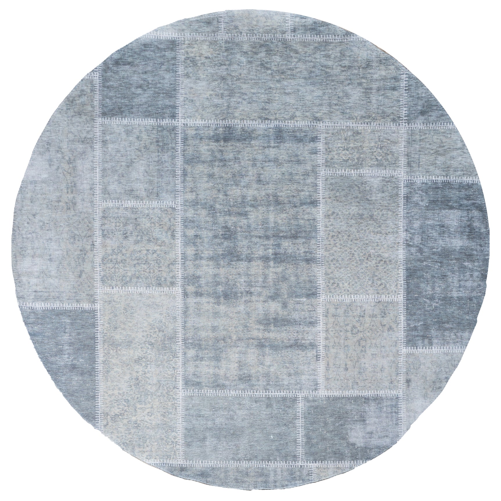 Rond karpet, grijsblauw ruitpatroon, ø120 cm