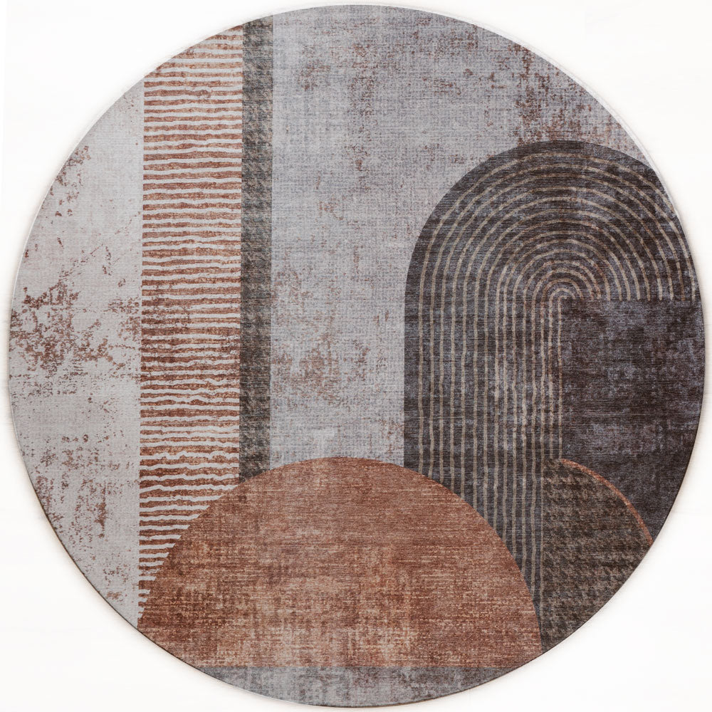 Rond vloerkleed met abstract patroon in beige, grijs en bruin, ø160 cm