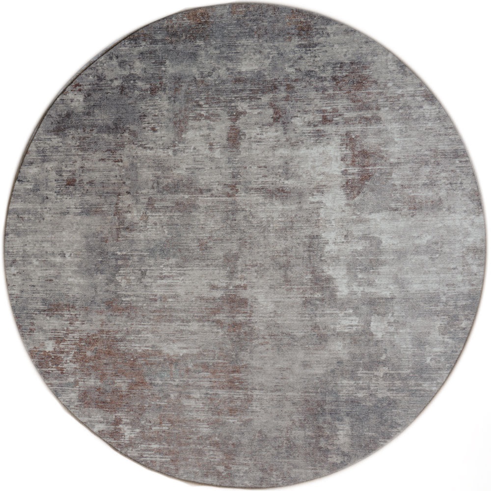 Rond vloerkleed Yara Brown, grijsbruin verweerd patroon, ø120 cm