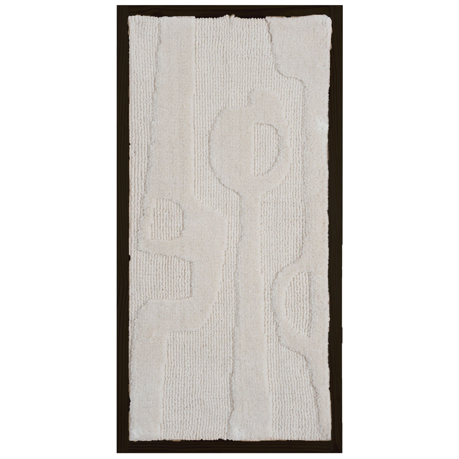 Wollen wanddecoratie, rechthoekig textiel met lichtbeige reliëf abstract patroon