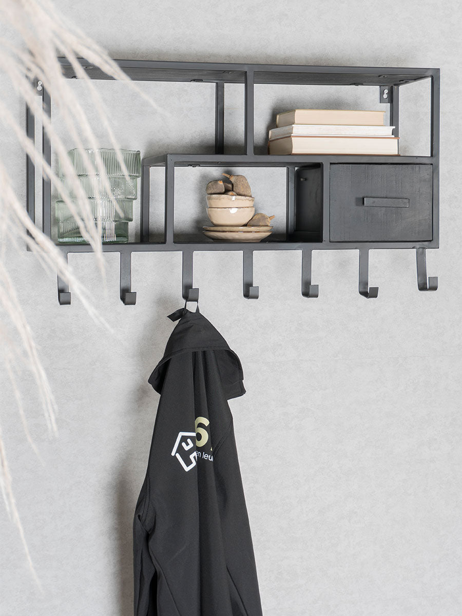 Wandkast - Kapstok Huub Zwart Mangohout - Rechts