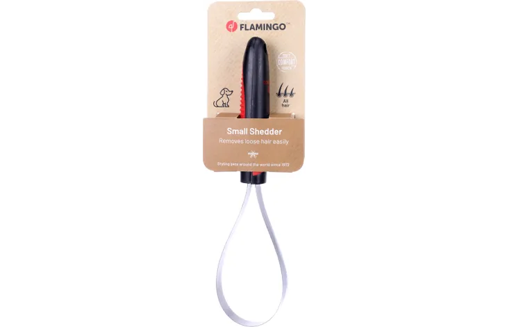 Flamingo kleine shedderborstel, zwarte steel met ophanglus