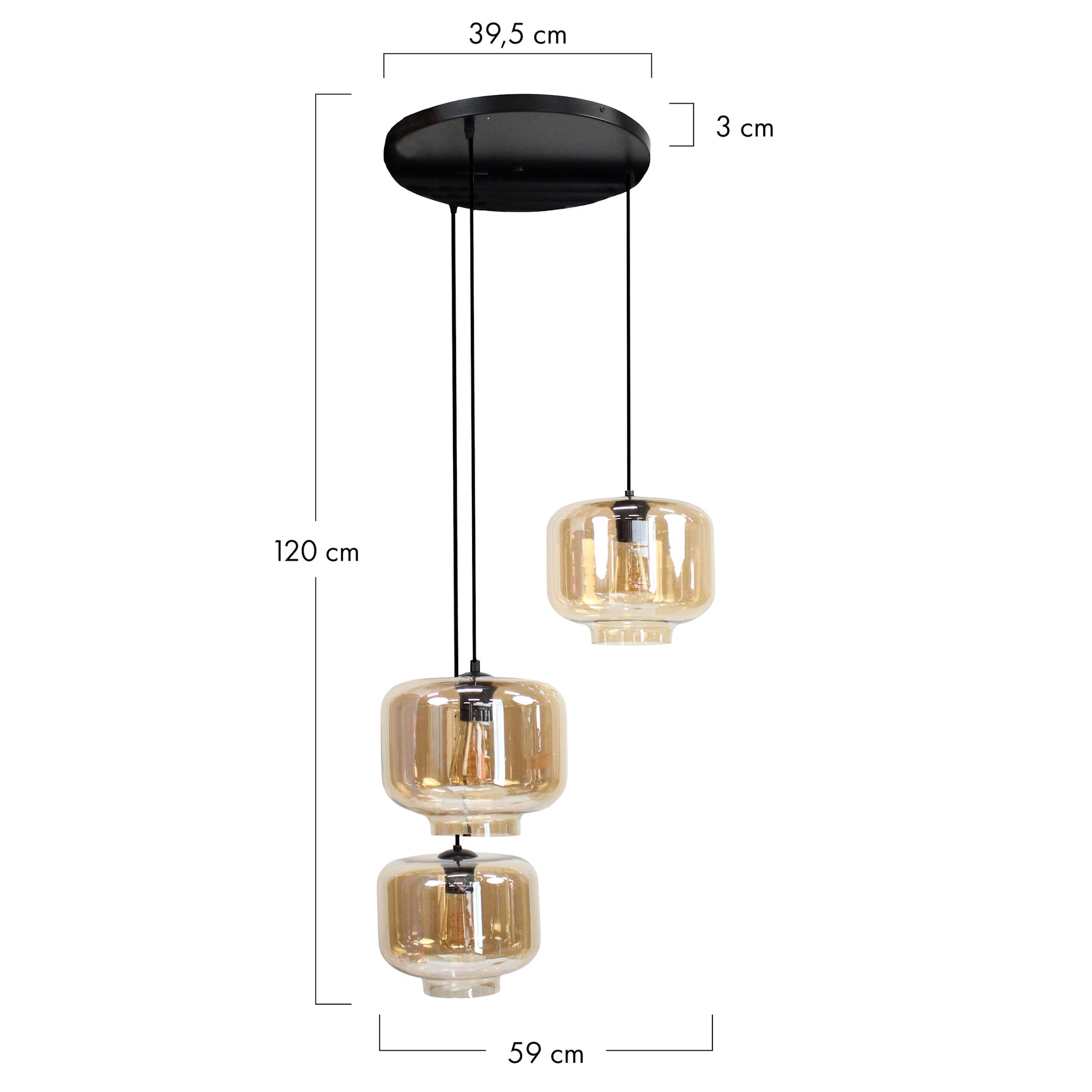 Hang lamp glas 59x55x120cm