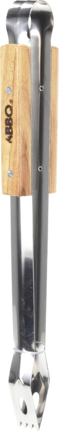 Barbecuetang met houten handgreep en RVS klemkop, ca. 40 cm