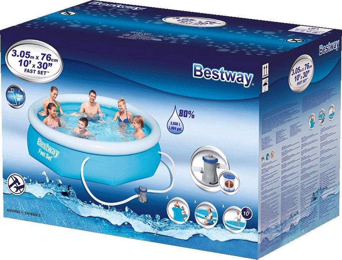 Bestway - Fast Set zwembad rond 305x76cm + pomp