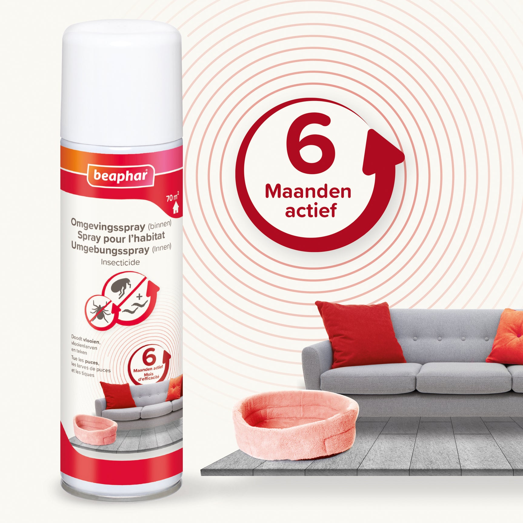 Beaphar - Omgevingsspray Hond/Kat Vlo En Teek - Anti vlooienmiddel - 250 ml