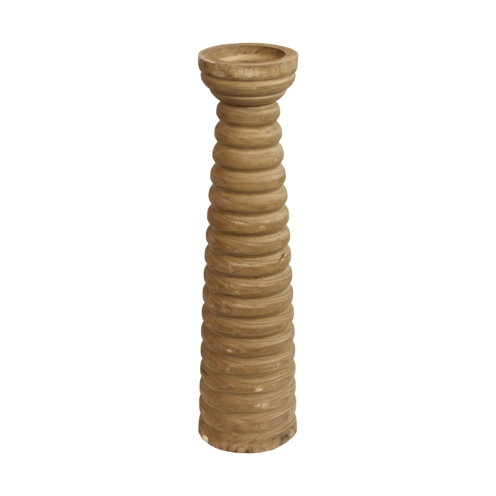 Pilaar kandelaar houder paulownia hout met metaal  15x15x58cm