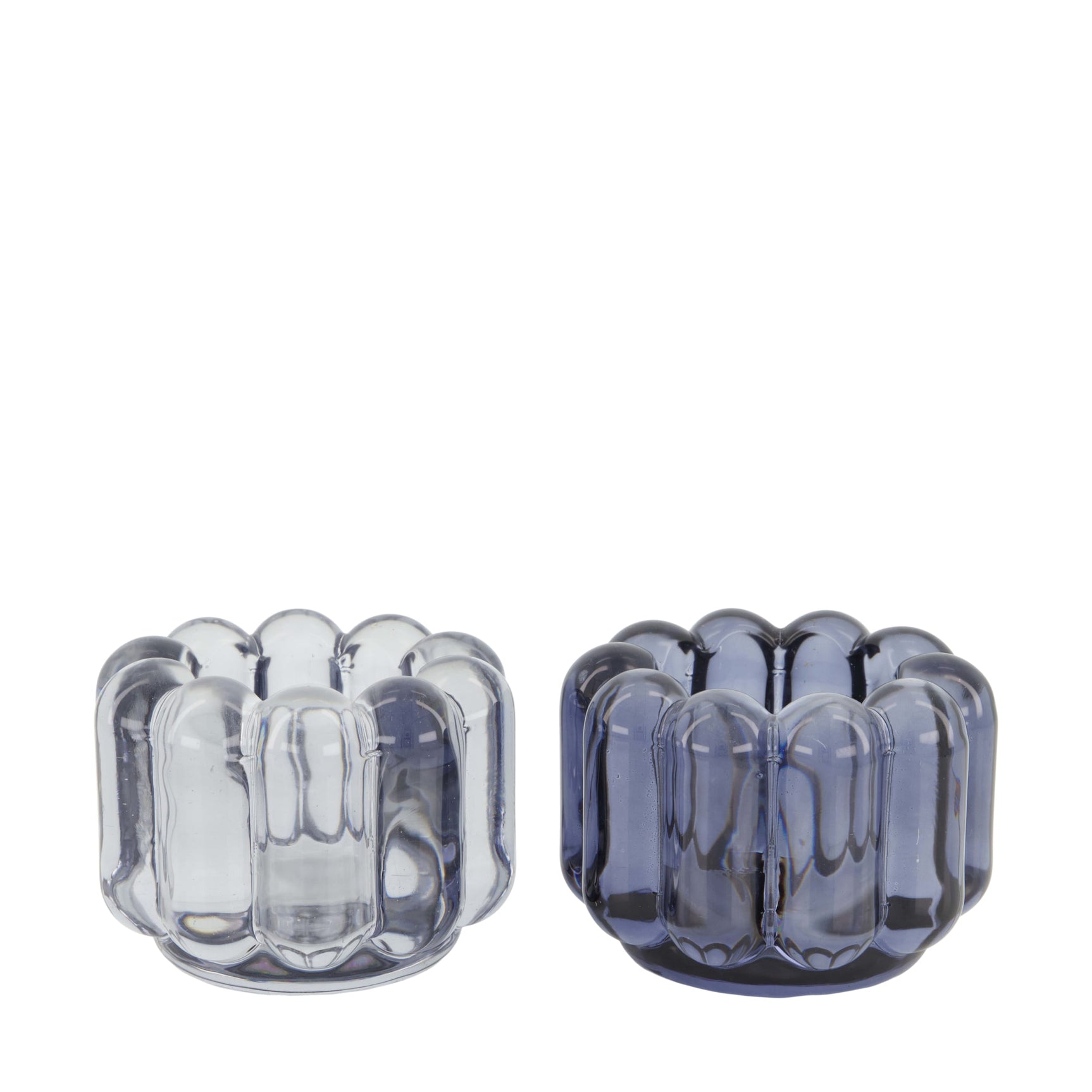 Theelicht houder glas 8.5x8.5x6.5cm set van 2