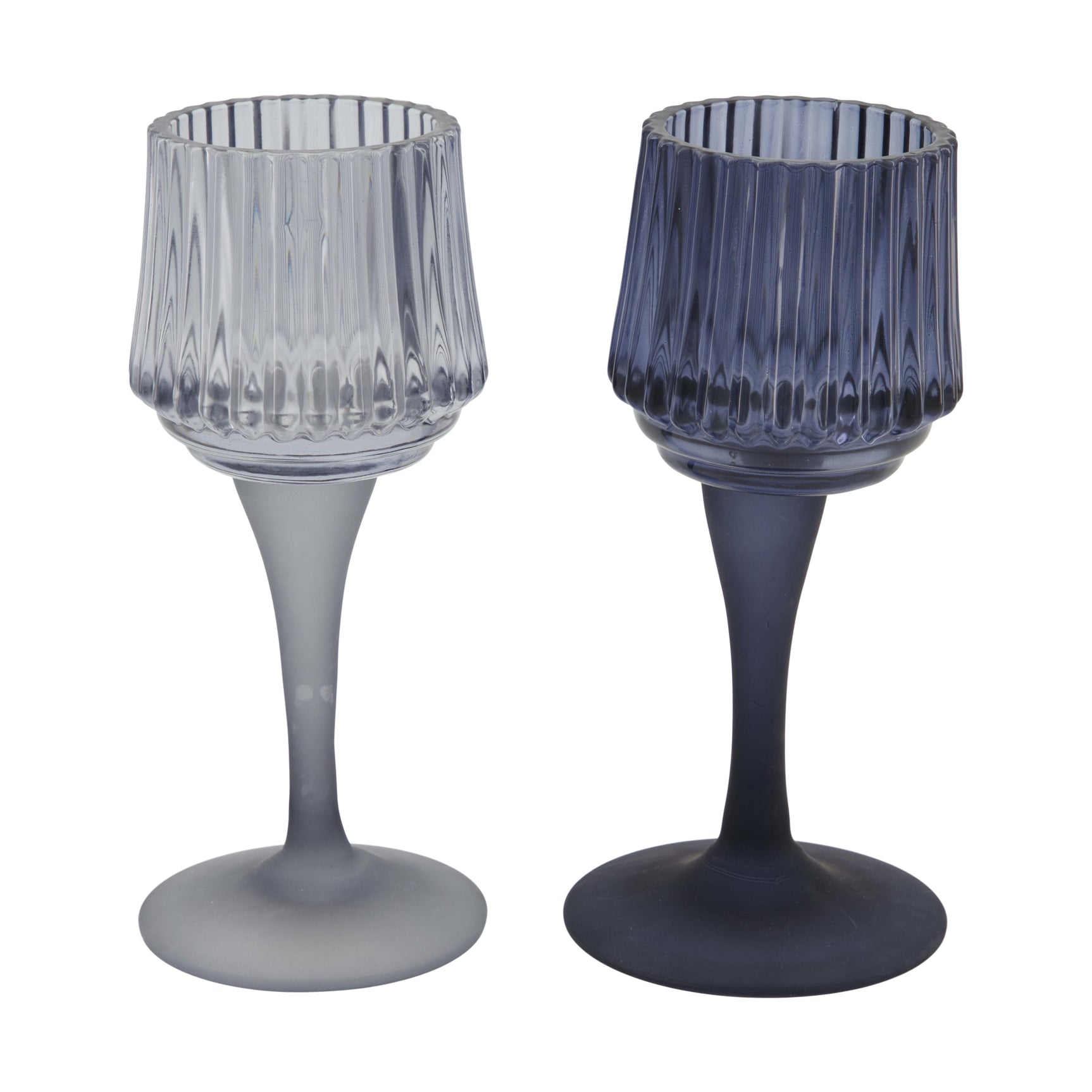 Theelicht houder glas 7.5x7.5x17cm set van 2