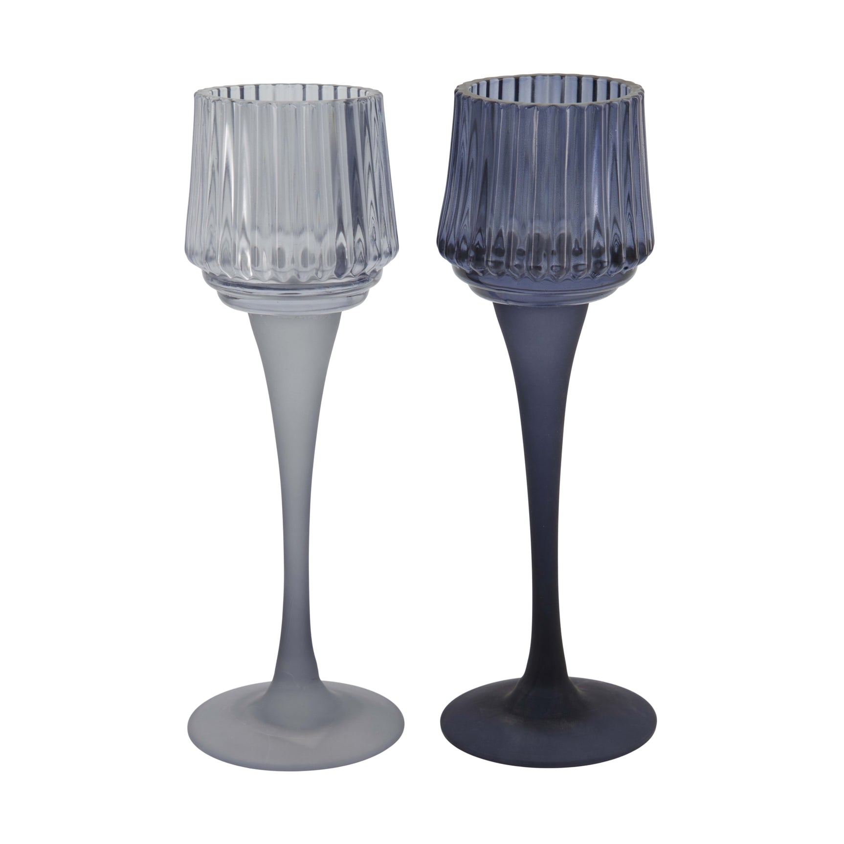 Theelicht houder glas 7.5x7.5x22cm set van 2