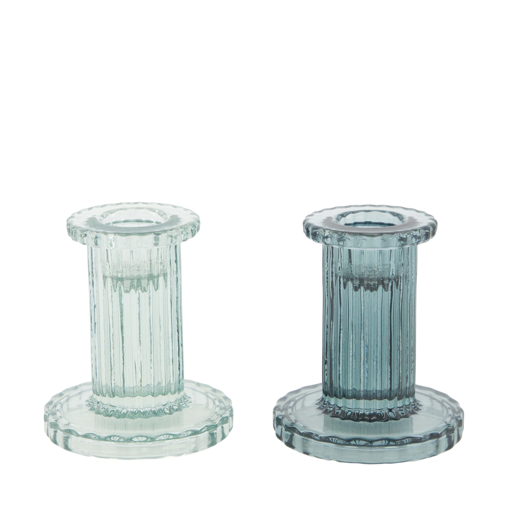 Dinner kaars houder glas 6.5x6.5x8cm set van 2