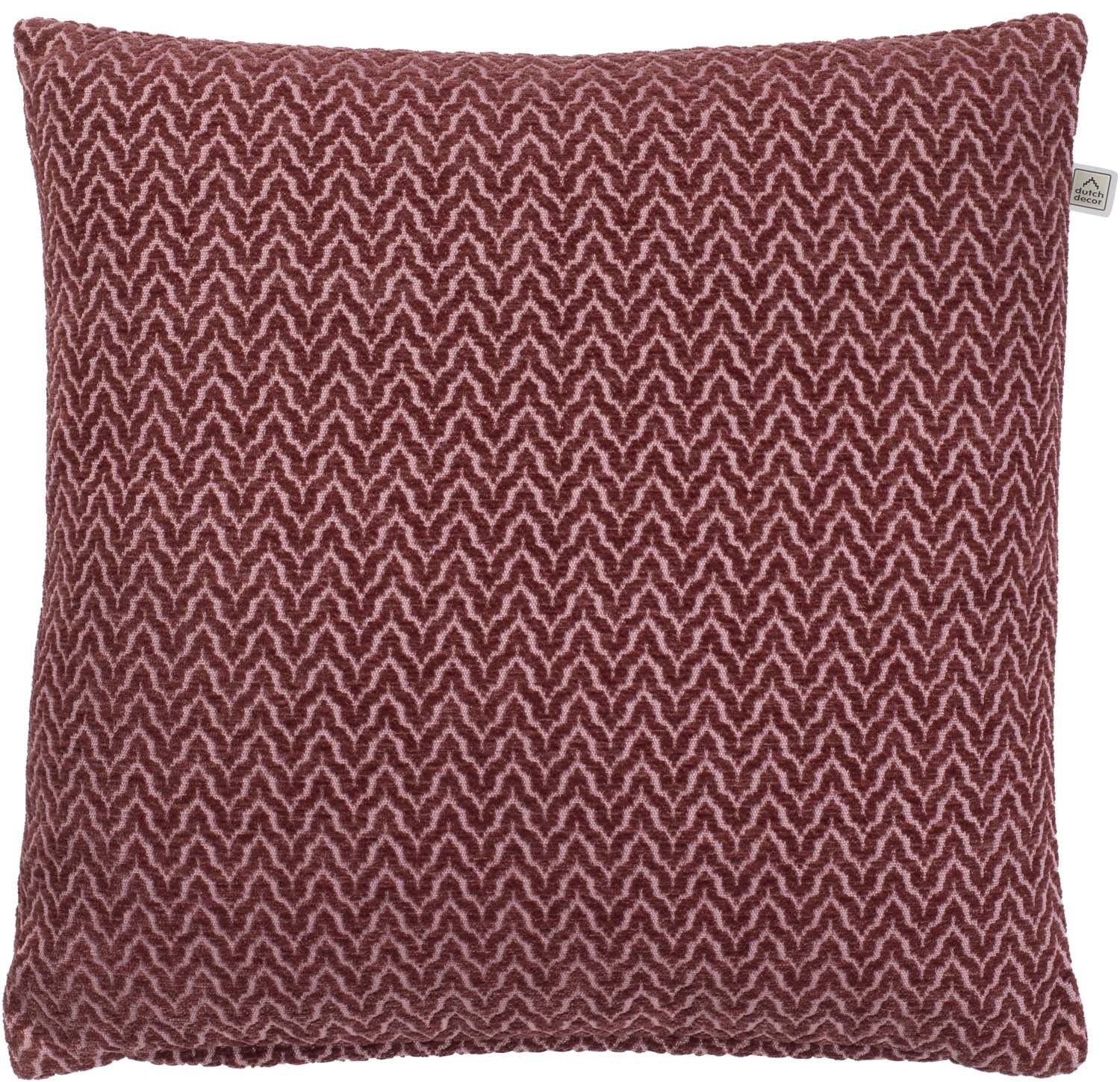 Bordeaux sierkussen 45x45 cm met zigzag weefpatroon en randen