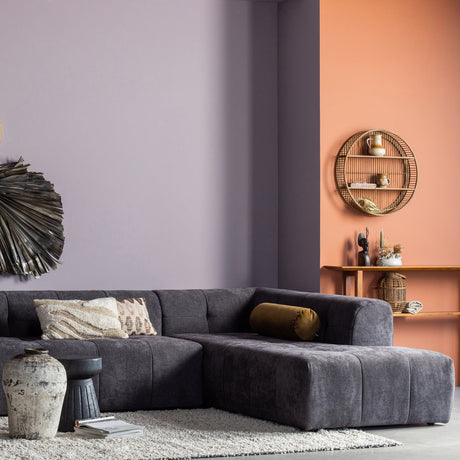 GRID HOEKBANK RECHTS GEWEVEN STOF DONKERGRIJS