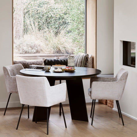 FRIES EETTAFEL O129 CM EIKEN BLACKNIGHT [fsc]