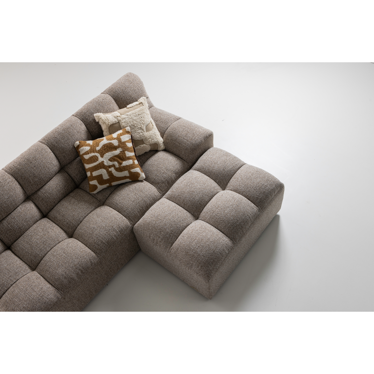 ALLURE HOCKER GEWEVEN STOF BRUIN MELANGE