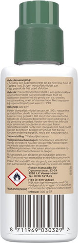 Pokon wondafdekmiddel achterlabel op fles met barcode en waarschuwingstekst