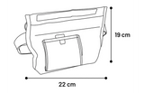 Voedertas 19 x 22 cm met heupgordel, schematische afmetingen