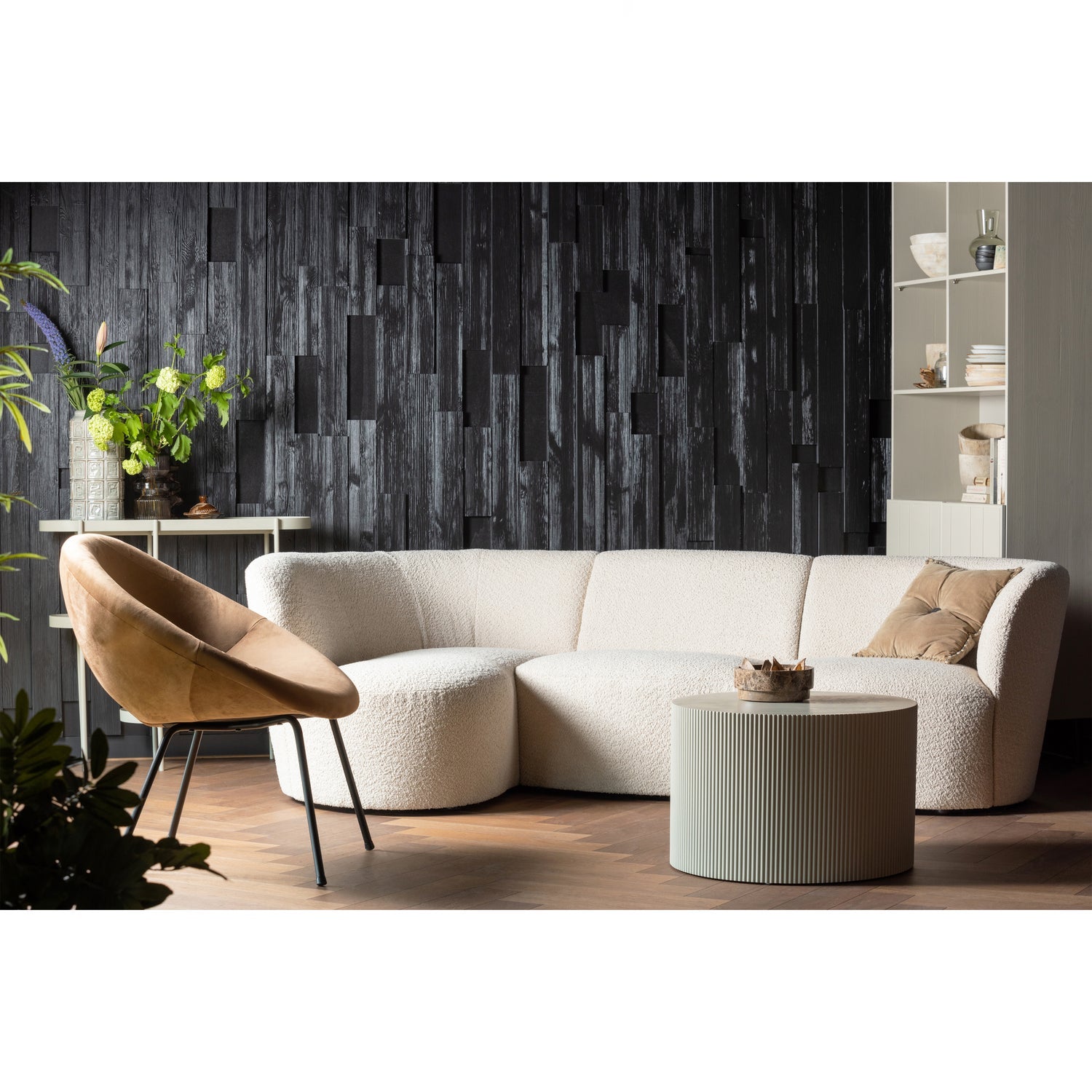 SANNE BIJZETTAFEL ROND MDF ANTIEK BEIGE