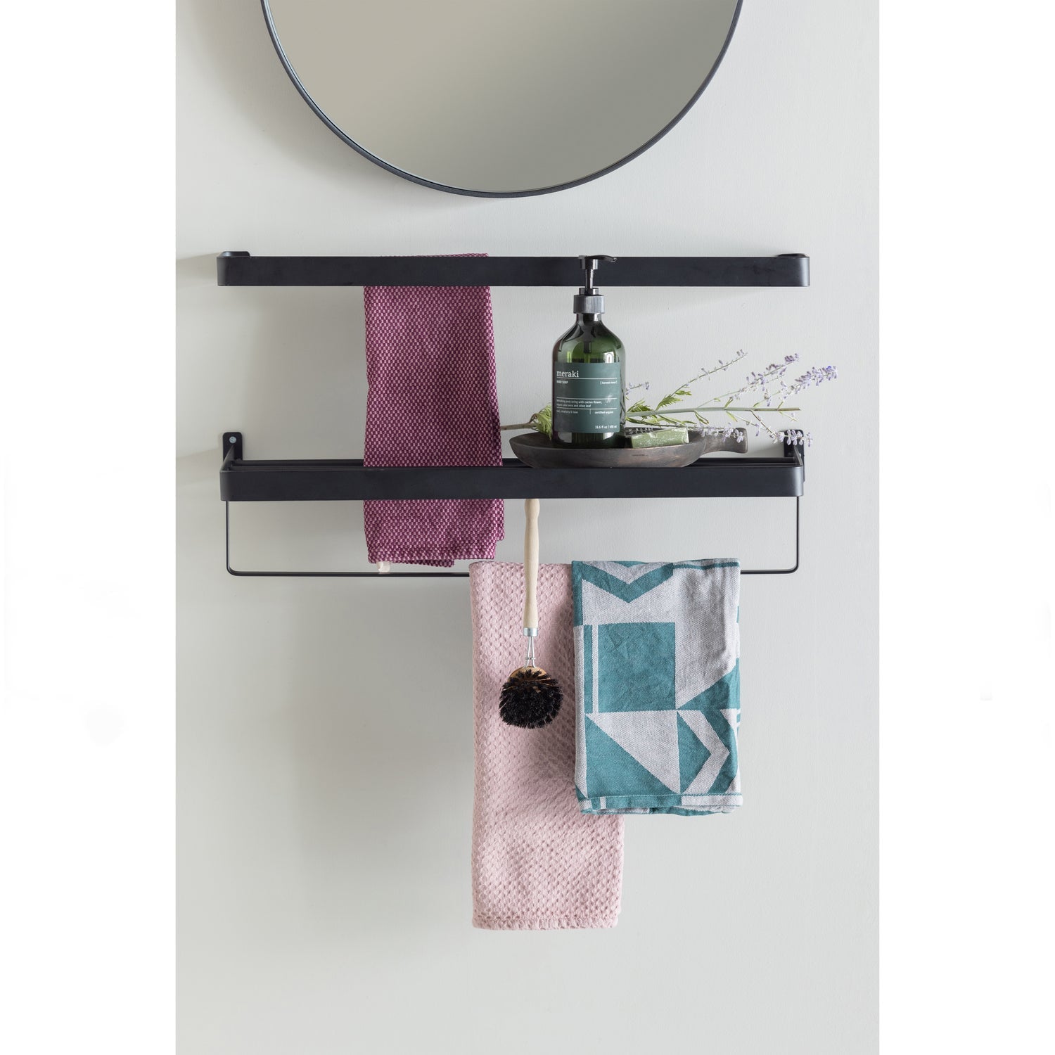 DOUTZEN SPIEGEL METAAL ZWART O50 CM