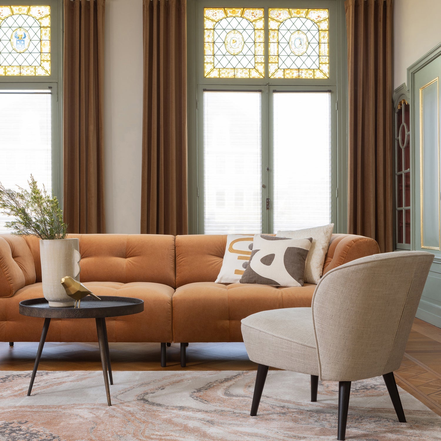 BOUNDS BIJZETTAFEL L HOUT/METAAL ANTIQUE GOUD 44XO58 CM