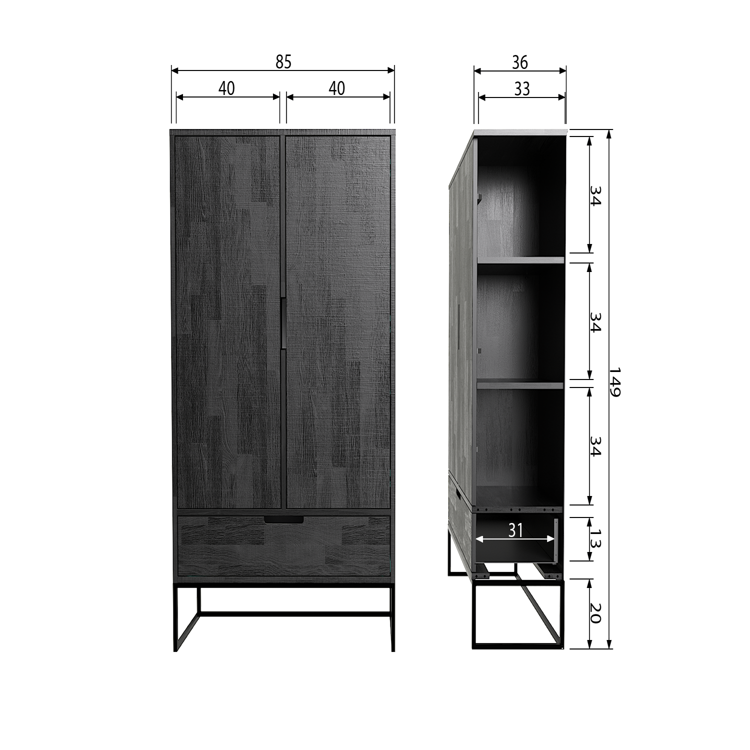 SILAS 2-DEURS KAST GRENEN DUST [fsc]