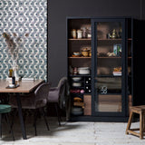 JAMES VITRINEKAST ZWART/WALNOOT [fsc]