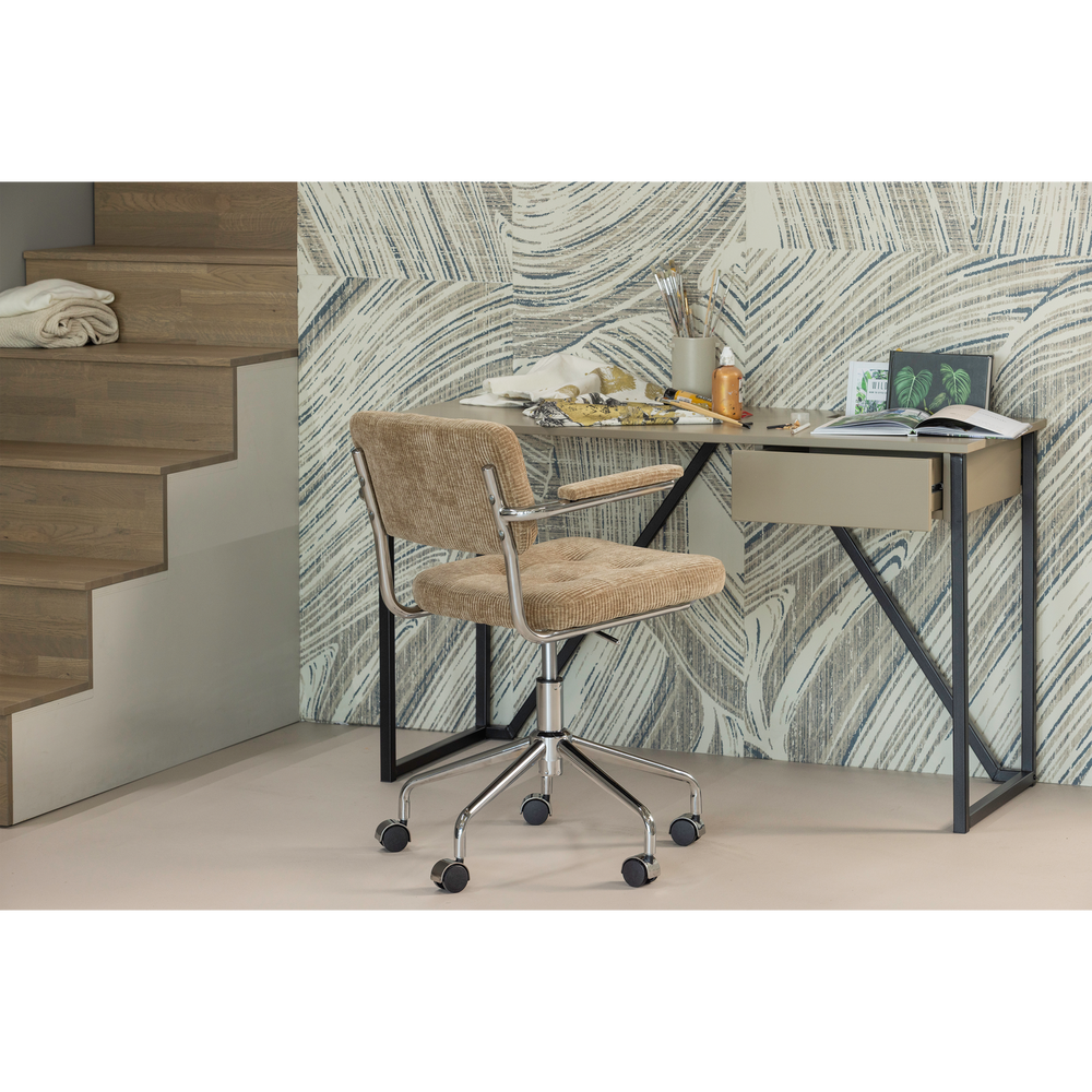 KOVA BUREAUSTOEL GEWEVEN RIBSTOF DONKERZAND