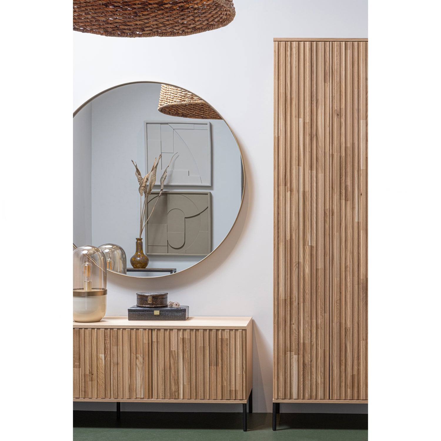 NEW GRAVURE HOGE KAST MET LADE EIKEN BLANKE LAK [fsc]