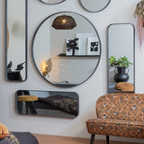 DOUTZEN SPIEGEL METAAL ZWART O80 CM