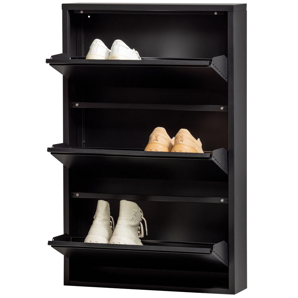 WOOOD - Sabine 3-vaks schoenenkast metaal zwart