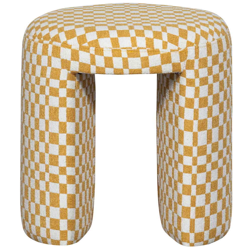 WOOOD - Charlie gestoffeerde kruk ruit dessin geel