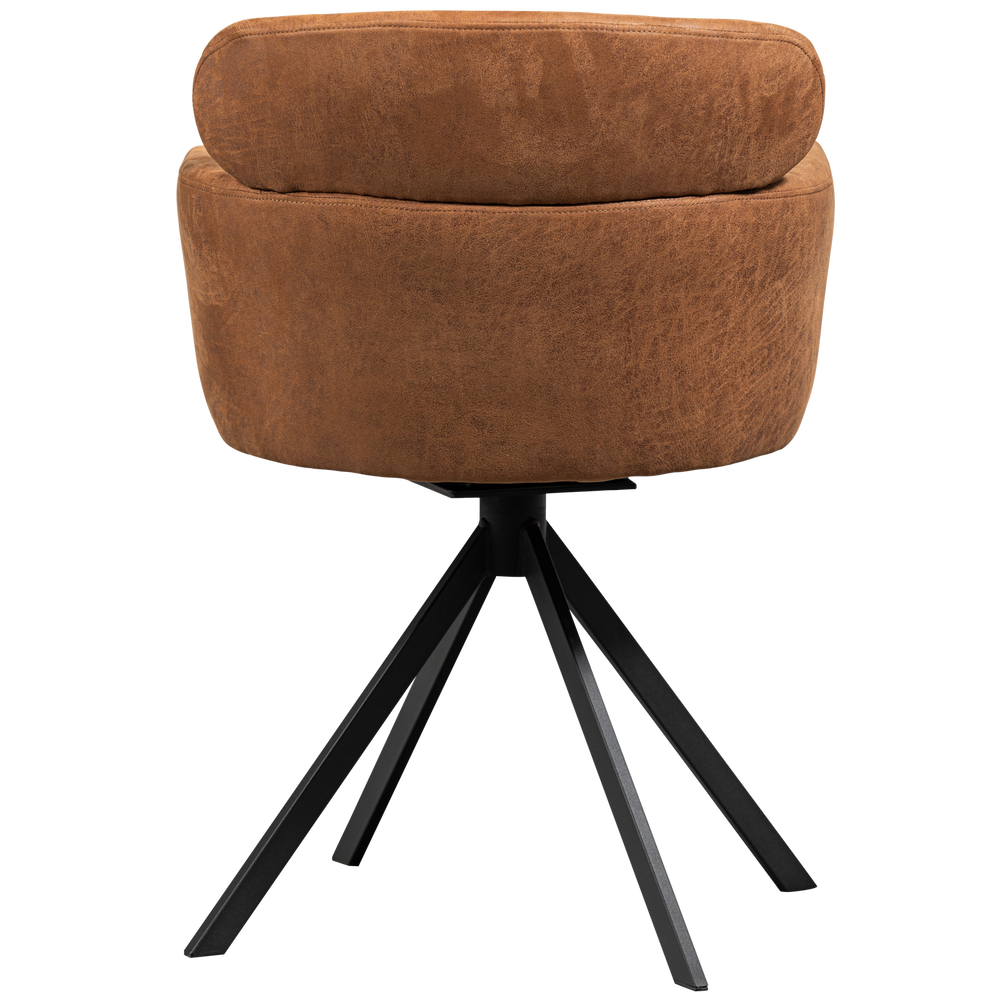 FENNE DRAAIBARE EETKAMERSTOEL LEERLOOK COGNAC