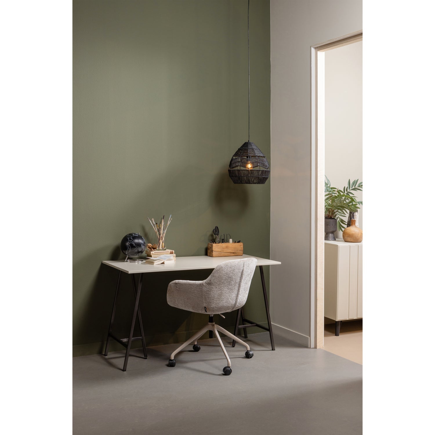 MORROS BUREAUSTOEL CHENILLE TAUPE