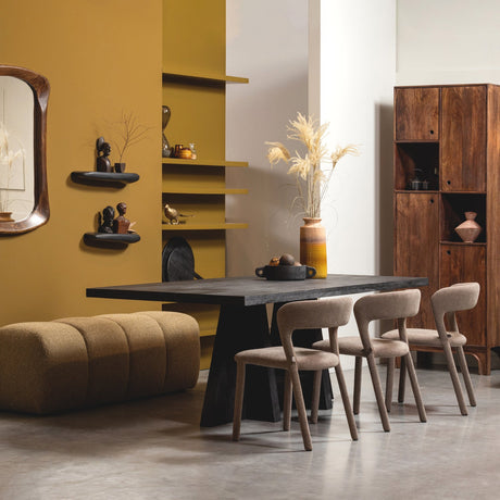 MOJO EETBANK 164 CM BOUCLE GEEL/BRUIN MELANGE